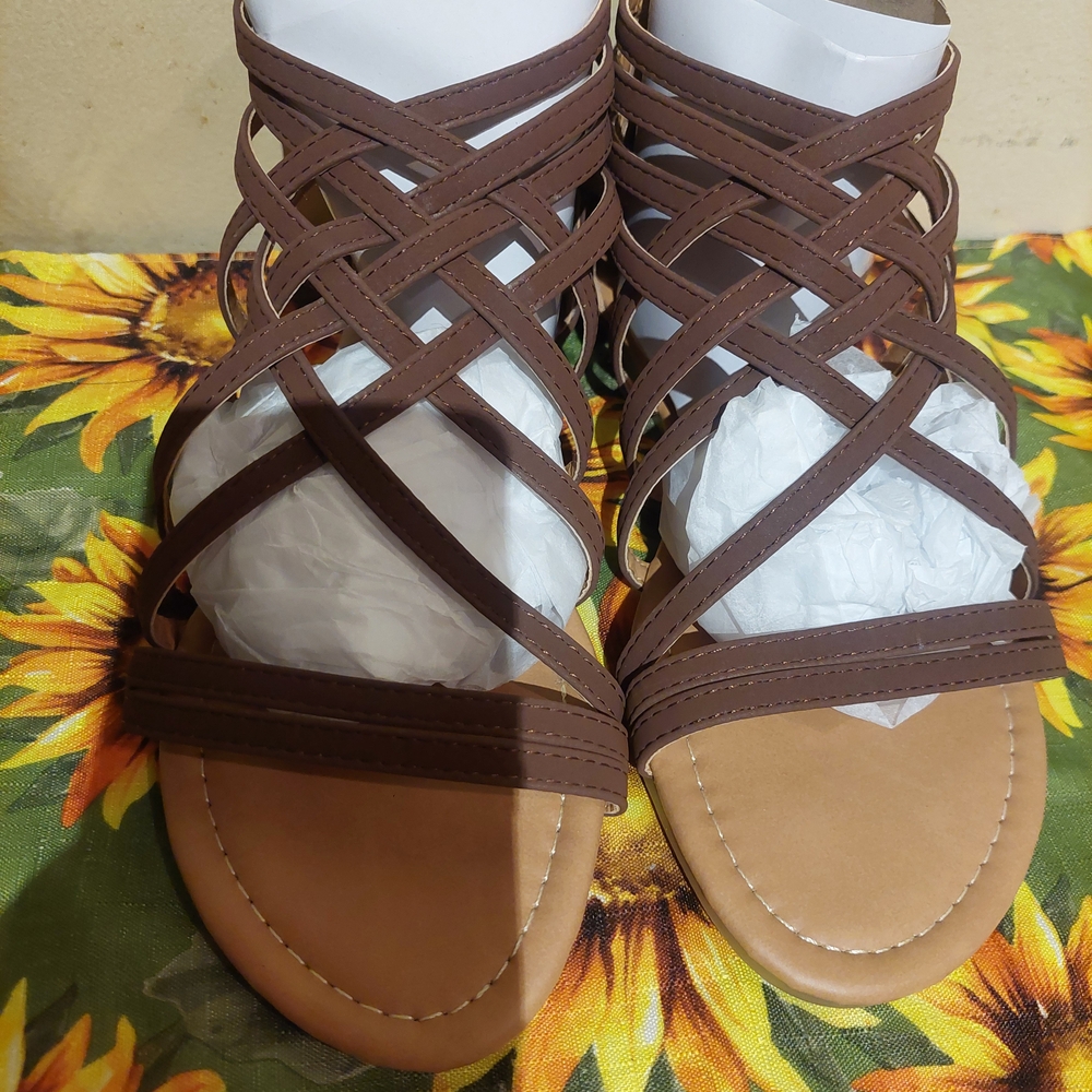 Journee Collection Gladiator Brown Sandals